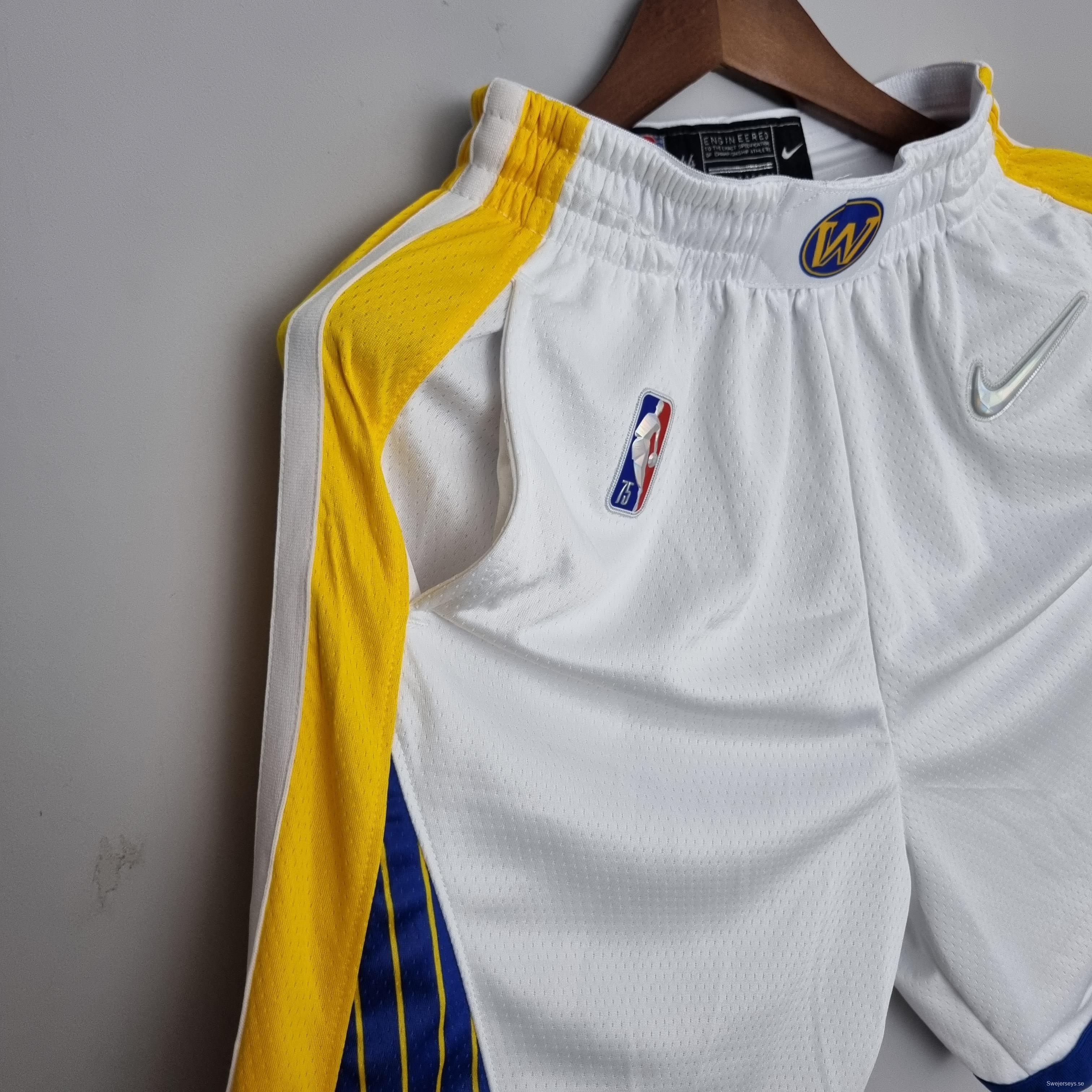 75th Anniversary Golden State Warriors Shorts White NBA Jersey