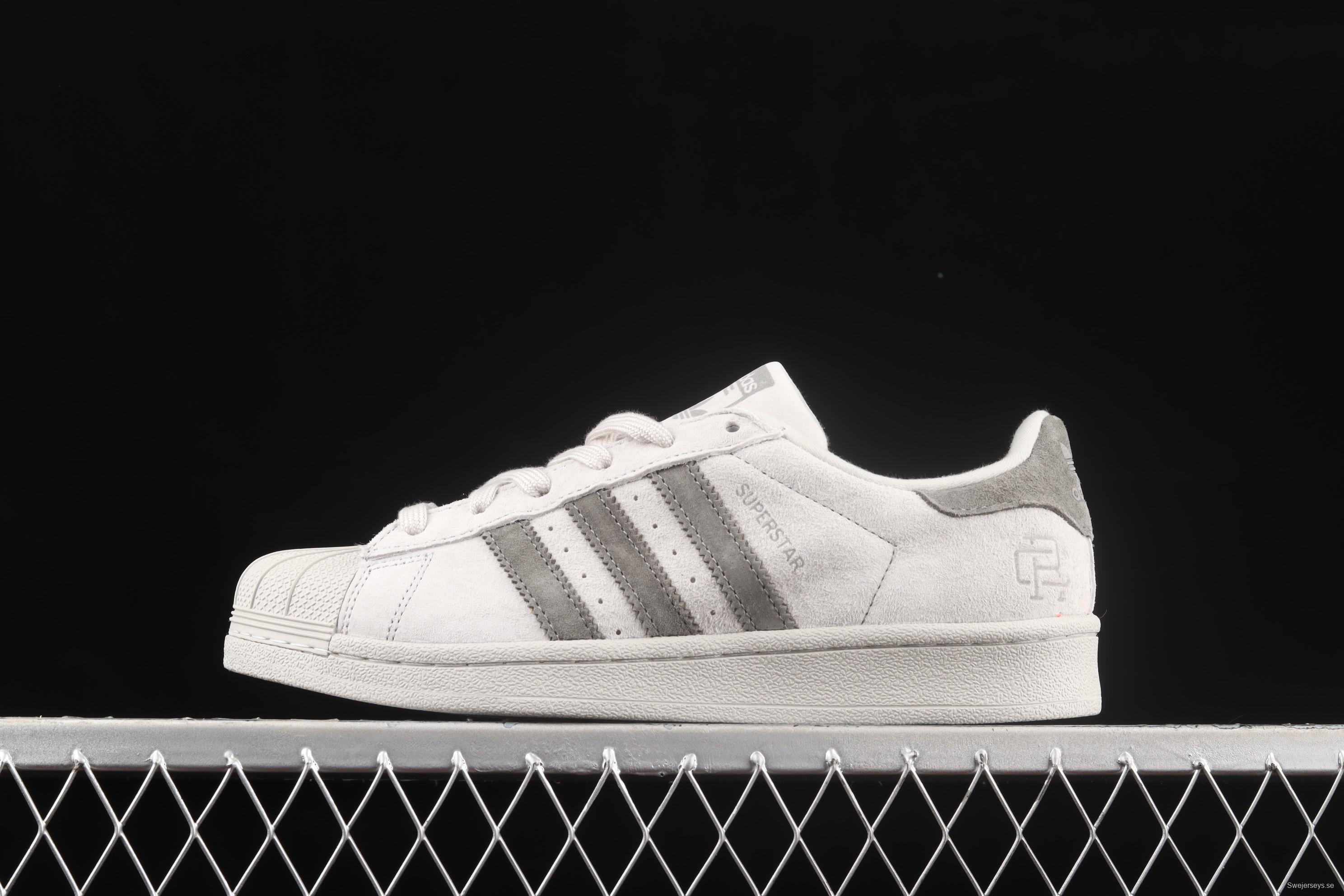 Reigning Champ x Adidas Superstar BS9558 shell joint style suede light gray dark gray classic leisure board shoes