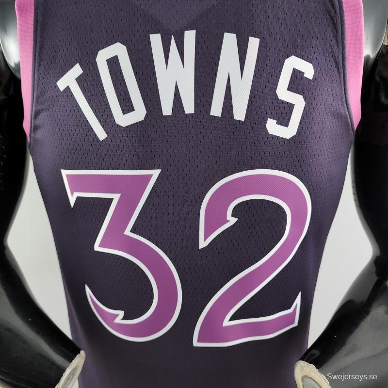 Minnesota Timberwolves TOWNS#32 Black And Purple NBA Jersey