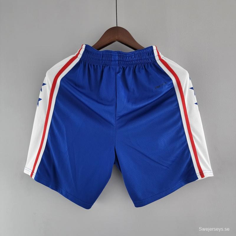 75th Anniversary Philadelphia 76ers NBA Shorts Blue White