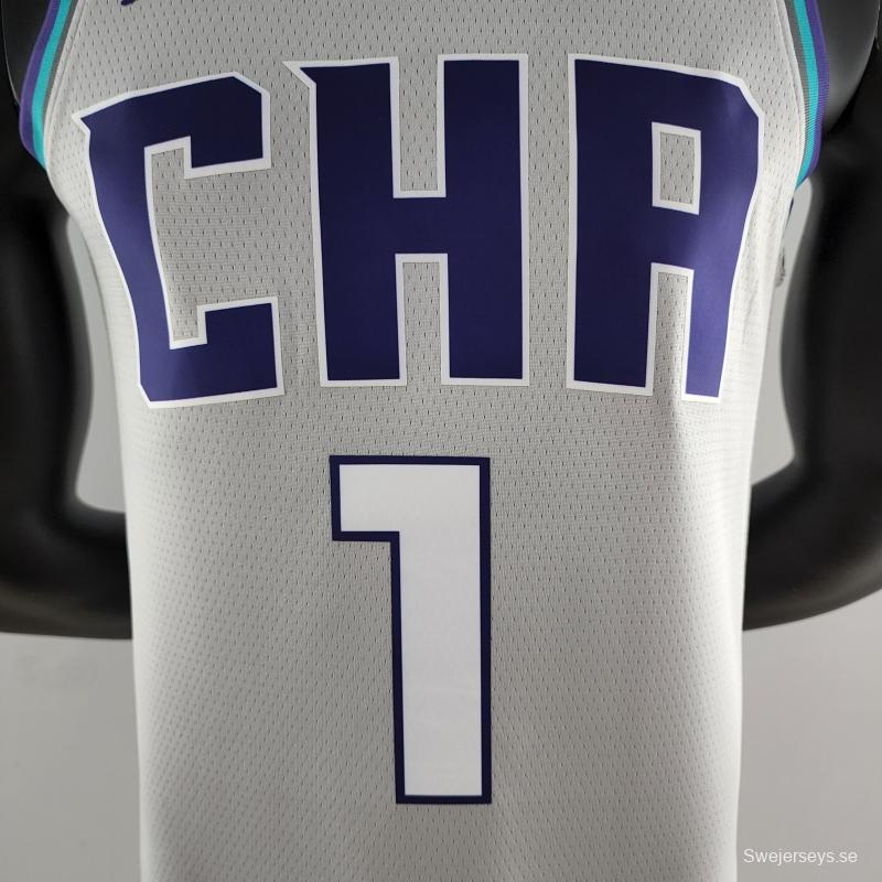 2019 Ball #1 Charlotte Hornets Grey NBA Jersey