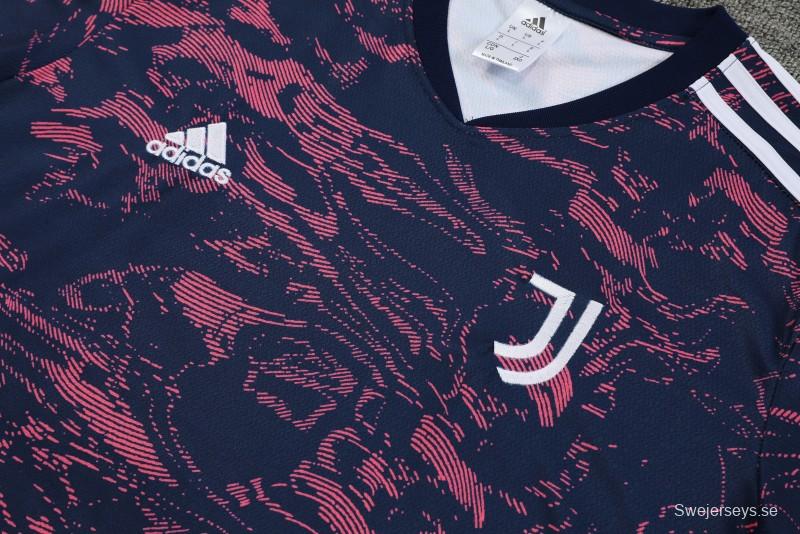 23 24 Juventus Red Navy Stripe Short Sleeve+Shorts