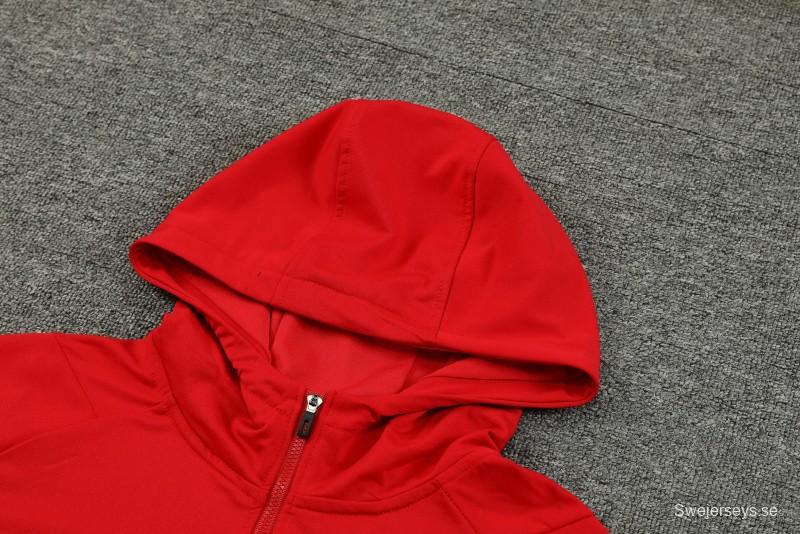 23/24 Arsenal Red Hoodie Half Zipper Jacket+ Pants