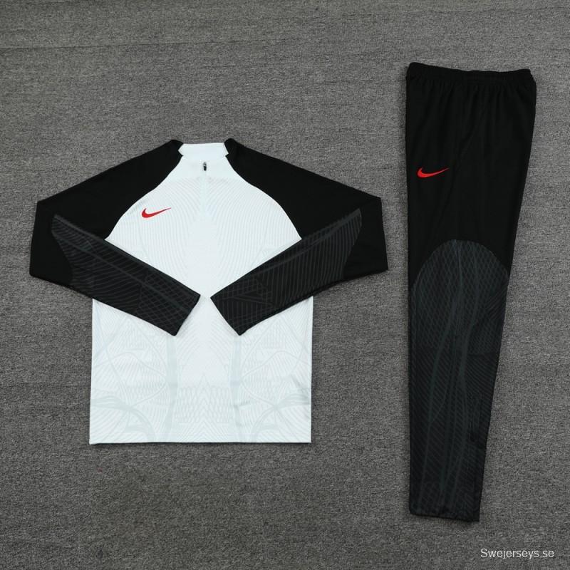 2024 Nike White/Black Half Zipper Jacket+Pants