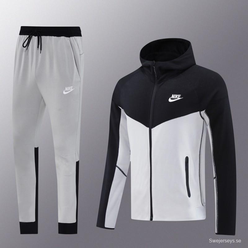 2024 NIKE Sports White/Black Full Zipper Jacket +Long Pants