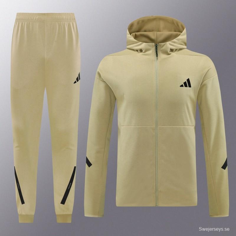 2024 Adidas Yellow Hoodie Full Zipper Jacket +Long Pants